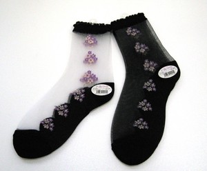袜子 2024年 透视 花卉图案 日本制造