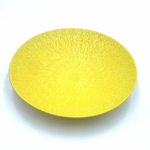 美濃焼■とちり丸皿（大）■黄色