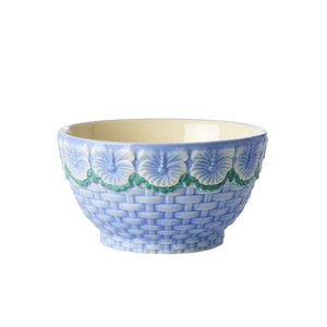 Donburi Bowl Flower Blue Ceramic