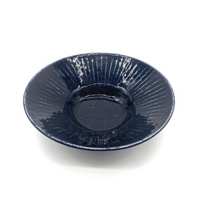 美濃焼■ソギ彫リム鉢■黒瑠璃（中）