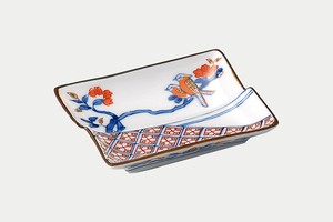 染錦地紋鳥文　角型手塩皿【日本製　小皿】