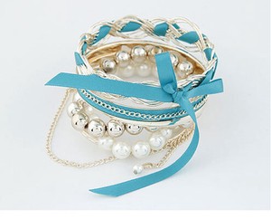 Bracelet Pearl Ribbon Set of 6 4-colors