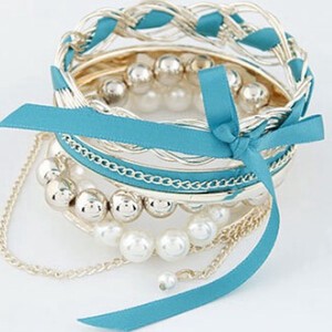 Bracelet Pearl Set of 6 4-colors