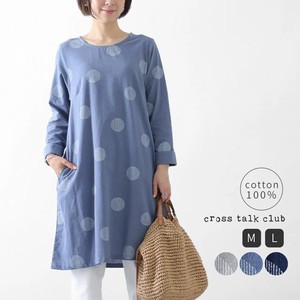 Dot One-piece Dress Cotton 100% Tunic One-piece Dress Cloud 7 9 9 1