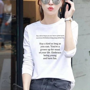 T-shirt Ladies Long Sleeve A/W Cotton Blended Fabric 200 1
