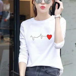 T-shirt Ladies Long Sleeve A/W Cotton Blended Fabric 2002