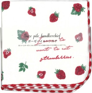 Gauze Pile Handkerchief Strawberry