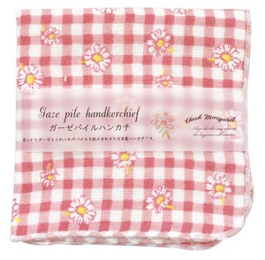 Gauze Pile Handkerchief Checkered Margaret Pink