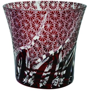 切子ガラス　タンブラー　赤　レッド　カップ　ガラス　日本食品衛生対応