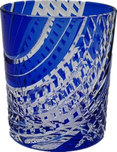 切子ガラス　オールド　青　ブルー　カップ　ガラス　グラス　日本食品衛生対応