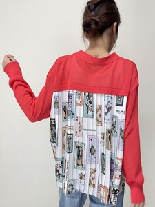 Playing Card Print Pleats Knitted Cardigan
