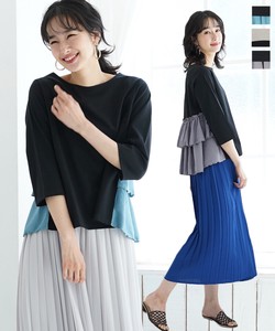 Material Switching Frill Long Sleeve A line Short Cut And Sewn 10 10 1 9