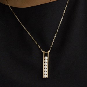Gold Chain Pearl Nickel-Free Necklace Jewelry Rhinestone Made in Japan