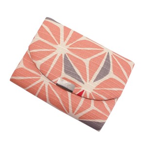 Business Card Holder Pink Hemp Leaves Japanese Pattern