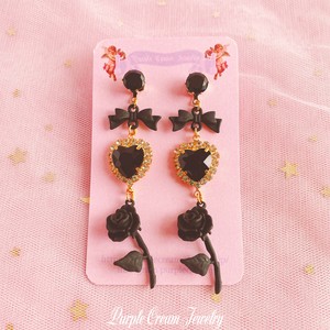 Black Rose Pierced Earring 1093 Accessory Rose rose Korea Accessory