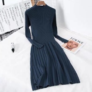 Adult Long Sleeve Stretchy Knitted Ladies Knitted Long One-piece Dress A5 67