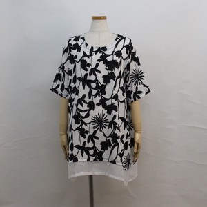 11 22 Rayon Switching Floral Pattern Print Dolman type Tunic T-shirt