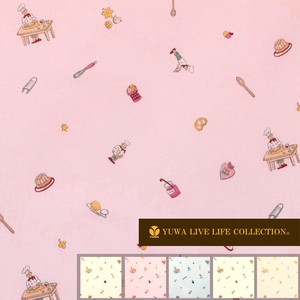 有輪商店 YUWA シャーティング "Dwarf and Sweets" [B:Pink]/生地 布 スイーツ お菓子/829660
