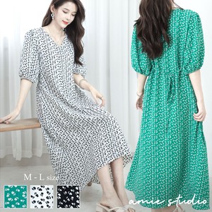 Floral Pattern Sleeve V-neck One-piece Dress 38 2 8 3 Size 5