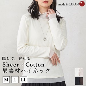 T 恤/上衣 上衣 高领 薄纱 日本制造