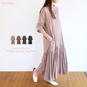 Casual Dress Satin Long Sleeves One-piece Dress Tiered
