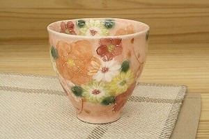 女性に大人気★ 工房「ゆずりは」の【紅彩花化粧　湯呑】