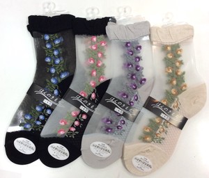 Silk Socks Elegant Floral Pattern Socks S/S