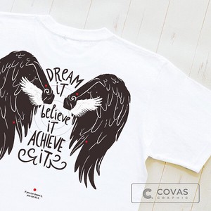 ユニセックス・プリントTシャツ　"夢への翼"　ホワイト　半袖 Tシャツ