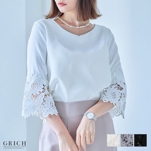 11 1 4 5 Top Blouse Cut And Sewn Pullover Three-Quarter Length Lace Lace Sleeve