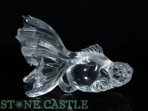 ☆一点物☆【天然石 彫刻置物】金魚 水晶 (5A) No.14 【天然石 パワーストーン】