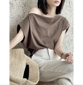 夏の新モデル女性のフランス式一文字肩にゆったり半袖Tシャツ           ZCHA763