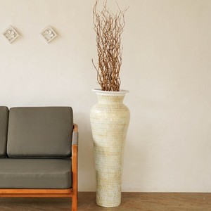 Terracotta Flower Pot 80 cm Flower Vase Gold White