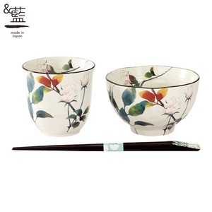 Mino Ware Gift Rice Bowl Japanese Tea Cup Chopstick