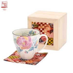 ＆藍●日本製 美濃焼ギフト●花ことばバラ マグカップ (ちりめん木箱) セラミック藍