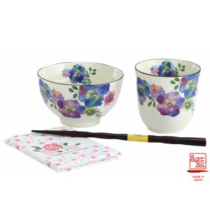 Mino Ware Gift Flower Rice Bowl Japanese Tea Cup Handkerchief
