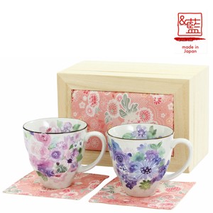Mino Ware Gift Hana Kobo Cup Crape Wooden Box