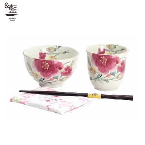 Mino Ware Gift Hana suisai Rice Bowl Japanese Tea Cup Handkerchief