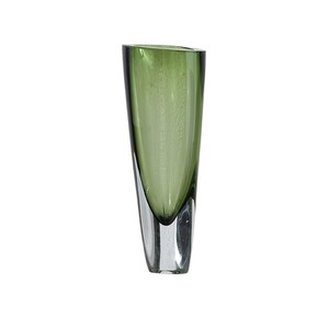 ガラス　モダンフラワーベース　アースカラースモークグリーン花瓶 FC-2052-A