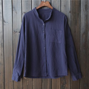 Button Shirt/Blouse Plain Color Tops NEW