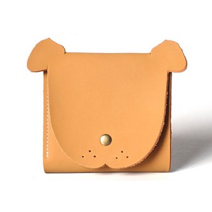 三つ折り財布  パスケース レディース 本革 本牛革 可愛い サルちゃん 動物 かわいい 薄型