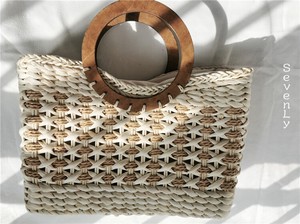 韓国ファッション 木製ハンドル かごバッグ「2022新作」