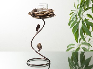 Table Candle Lotus Candle Stand Antique Brown