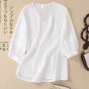 Button-Up Shirt/Blouse Pullover V-Neck