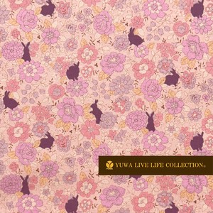 Cotton Canvas flowers Pink Fabric Floral Pattern Rabbit 4 4 9837