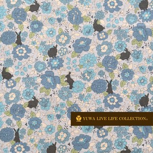 Cotton Canvas flowers Sax Fabric Floral Pattern Rabbit 4 4 9837
