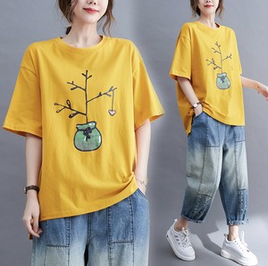 Tシャツ  花柄 半袖   ゆったり  快適  レディースファッション      ZCHA3307