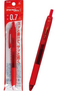 日本製 made in japan ぺんてる エナージェルエス0.7赤 速乾ゲルインキ 33-298