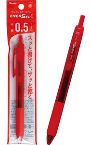 日本製 made in japan ぺんてる エナージェルエス0.5赤 速乾ゲルインキ 33-296