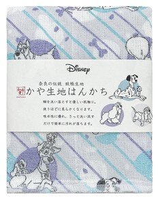 【日本製】Disney ディズニー かや生地 ハンカチ 『Dogs』奈良の 蚊帳生地 使用