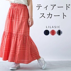 Skirt Waist Plaid A-Line Tiered Skirt